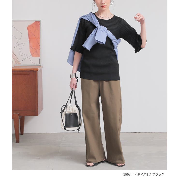 nOrLABEL袖フリル半袖リブニット | osharewalker | 詳細画像11 