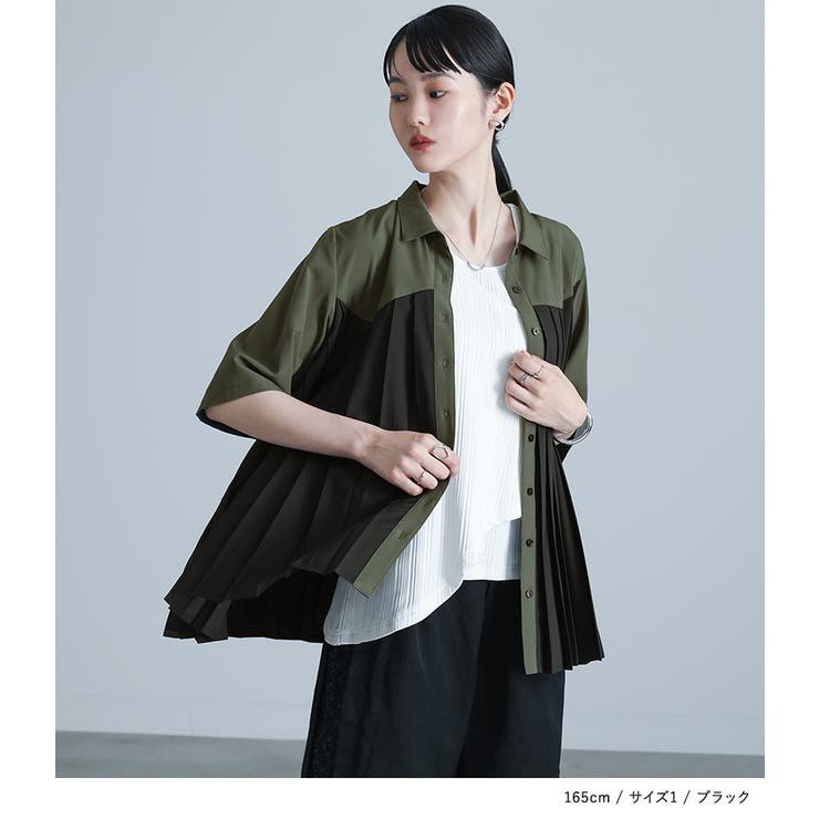 kOhAKUカーブ切替プリーツシャツ | osharewalker | 詳細画像11 