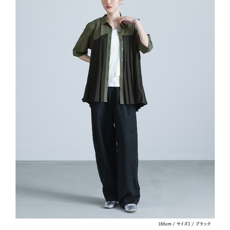 kOhAKUカーブ切替プリーツシャツ | osharewalker | 詳細画像12 