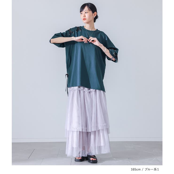 kOhAKU冷感配色ハトメリボンカットソー | osharewalker | 詳細画像6 