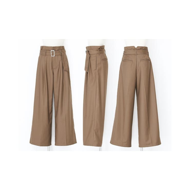 n'OrLABELベルト付きハイウエストタックワイドパンツ [品番