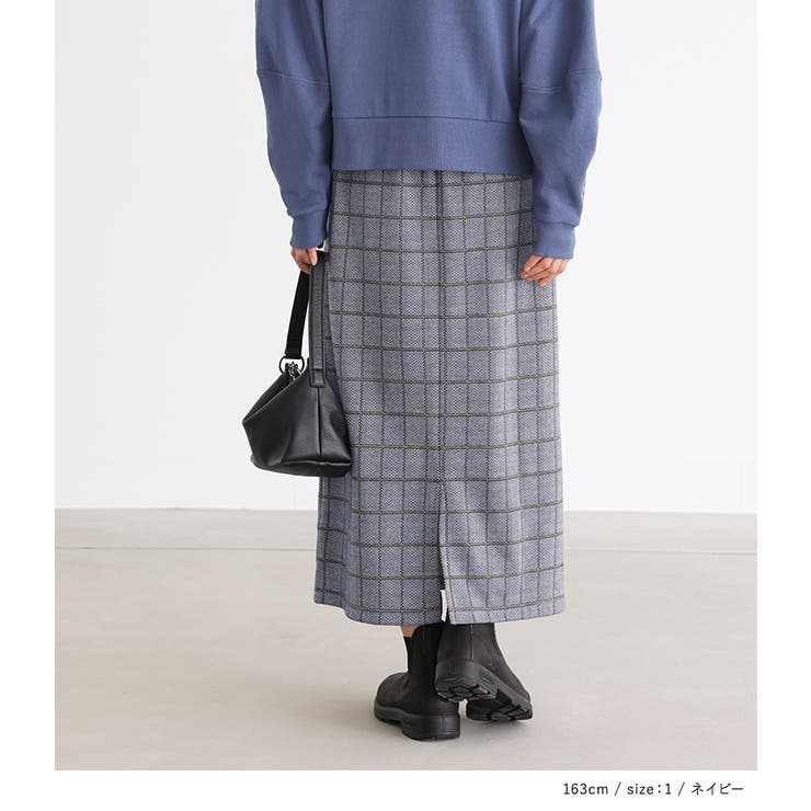n'OrLABELヘリンボーンチェック柄ナロースカート | osharewalker | 詳細画像7 