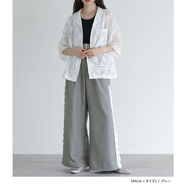 somari imaginationサイドレースワイドパンツ  | osharewalker | 詳細画像12 