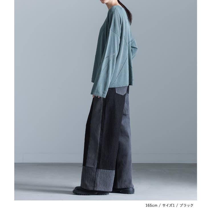 kOhAKU柄配色切替デニムパンツ  | osharewalker | 詳細画像4 