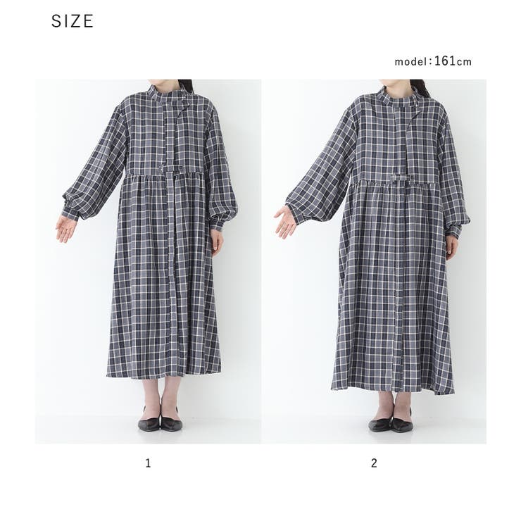 n'OrLABELタブ付きチェックワンピース[品番：MITW0017496