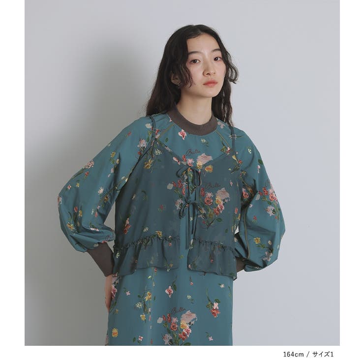 ❤️24新作 新品♡ SelfPortrait 紺色花柄袖なしワンピース