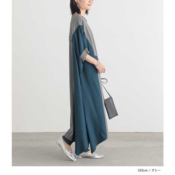 n'OrLABEL配色異素材切替えワンピース  | osharewalker | 詳細画像8 