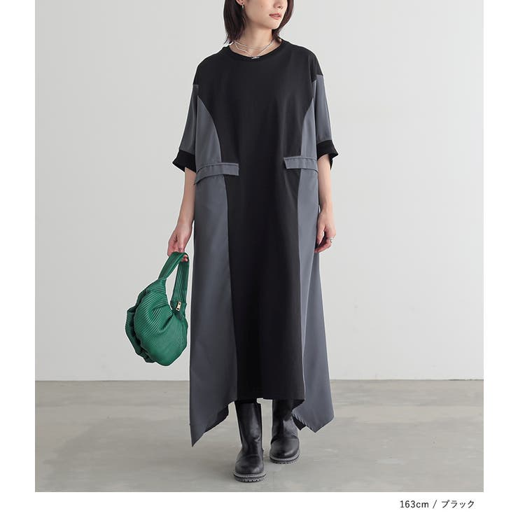 n'OrLABEL配色異素材切替えワンピース  | osharewalker | 詳細画像9 