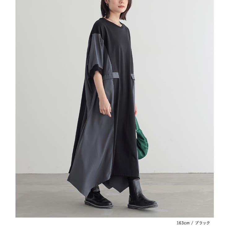 n'OrLABEL配色異素材切替えワンピース  | osharewalker | 詳細画像11 