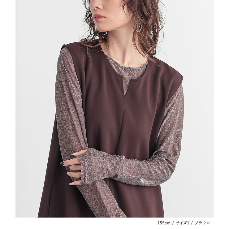 n'OrLABEL異素材切替えノースリーブワンピース  | osharewalker | 詳細画像13 