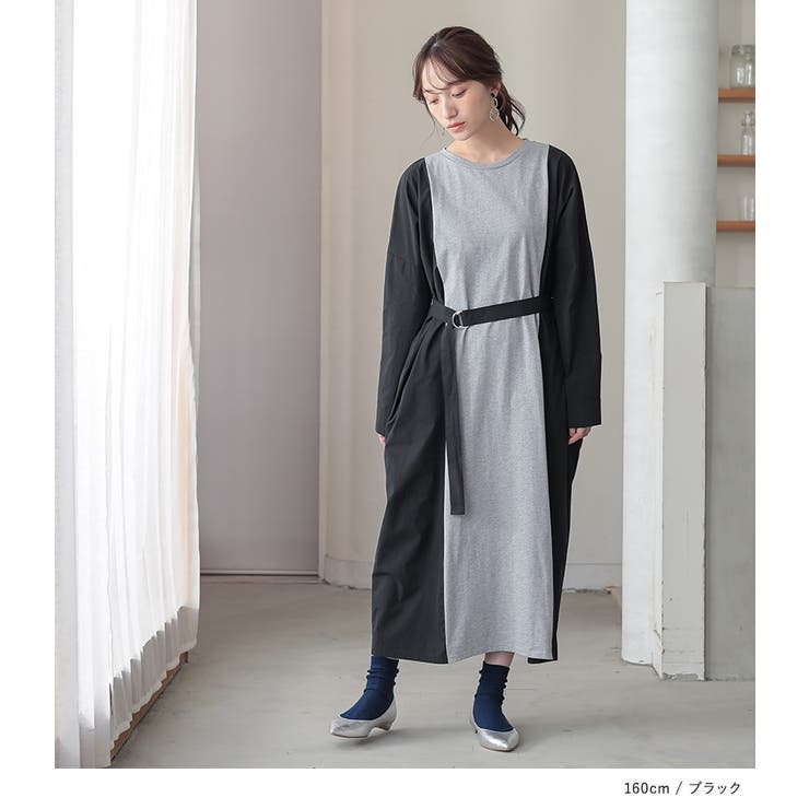 n'OrLABELベルト付き異素材配色ワンピース  | osharewalker | 詳細画像7 