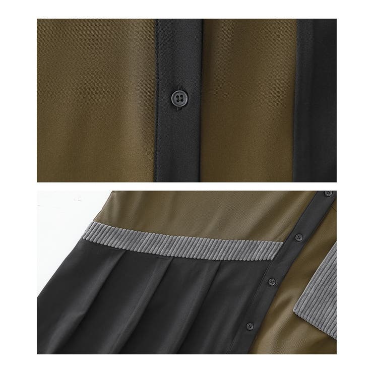 kOhAKU異素材配色切替シャツワンピース  | osharewalker | 詳細画像16 