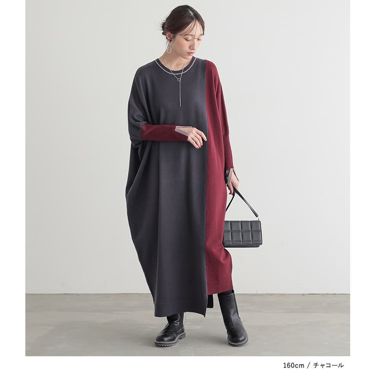 n'OrLABEL配色アシメニットドルマンワンピース  | osharewalker | 詳細画像7 