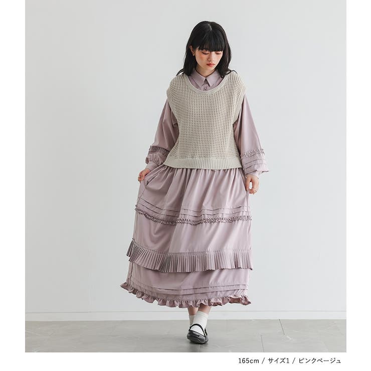 somari imaginationニットドッキングフリルデザインワンピース | osharewalker | 詳細画像8 