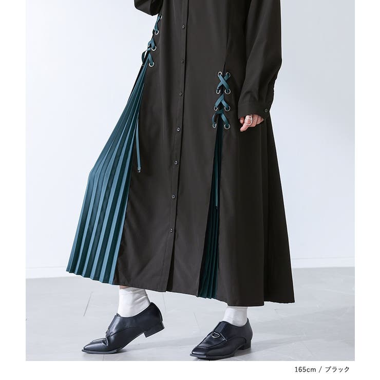 kOhAKU配色アシメプリーツシャツワンピース  | osharewalker | 詳細画像12 