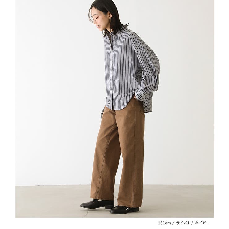 n'OrLABELバンドカラーストライプ柄シャツ[品番：MITW0017461