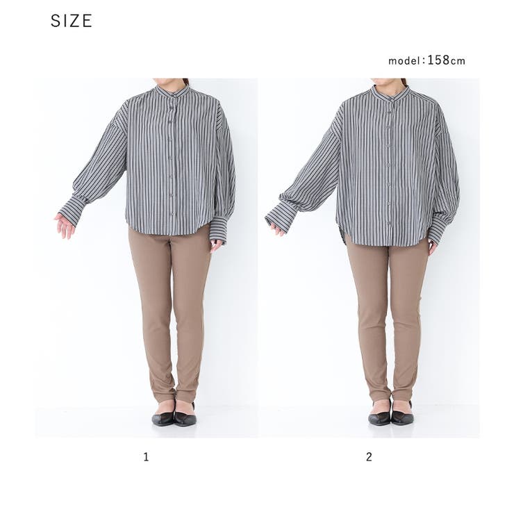 n'OrLABELバンドカラーストライプ柄シャツ[品番：MITW0017461