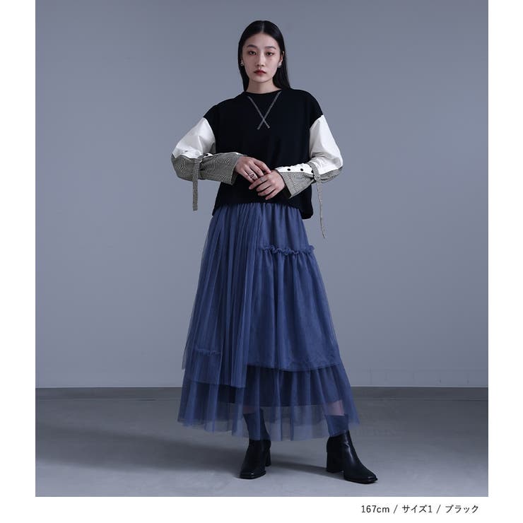 kOhAKU袖異素材スウェット | osharewalker | 詳細画像5 