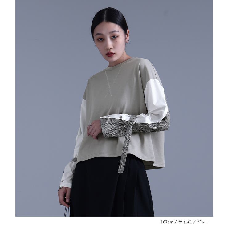 kOhAKU袖異素材スウェット | osharewalker | 詳細画像12 