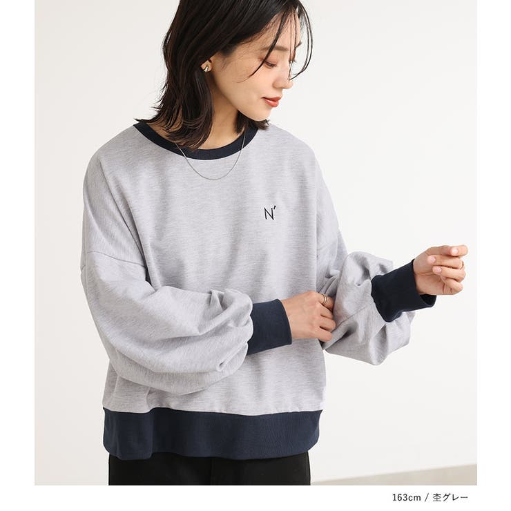 n'OrLABEL袖ボリュームワンポイント刺繍スウェット [品番：MITW0017509