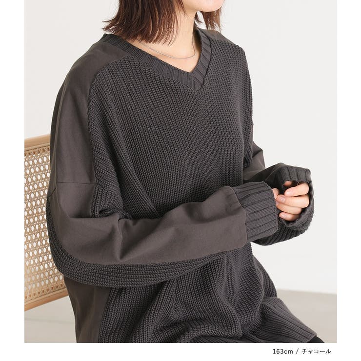 n'OrLABEL異素材切り替えニットプルオーバー  | osharewalker | 詳細画像7 
