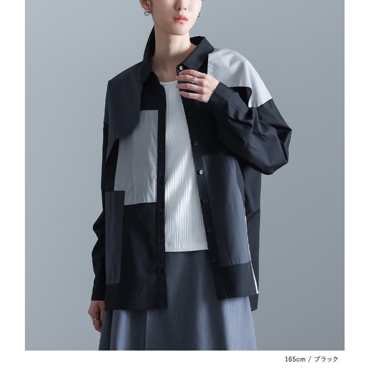 kOhAKU配色パッチワークシャツ | osharewalker | 詳細画像6 