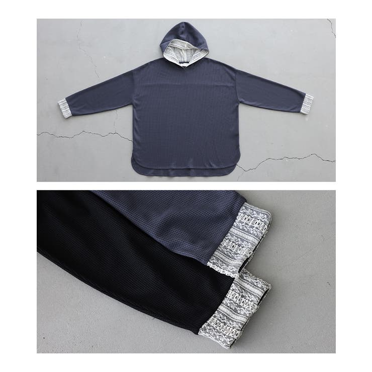 n'OrLABEL吸水速乾レース切替ワッフルフードカットソー  | osharewalker | 詳細画像19 