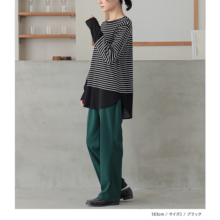 n'OrLABEL異素材ボーダーレイヤードカットソー | osharewalker | 詳細画像8 