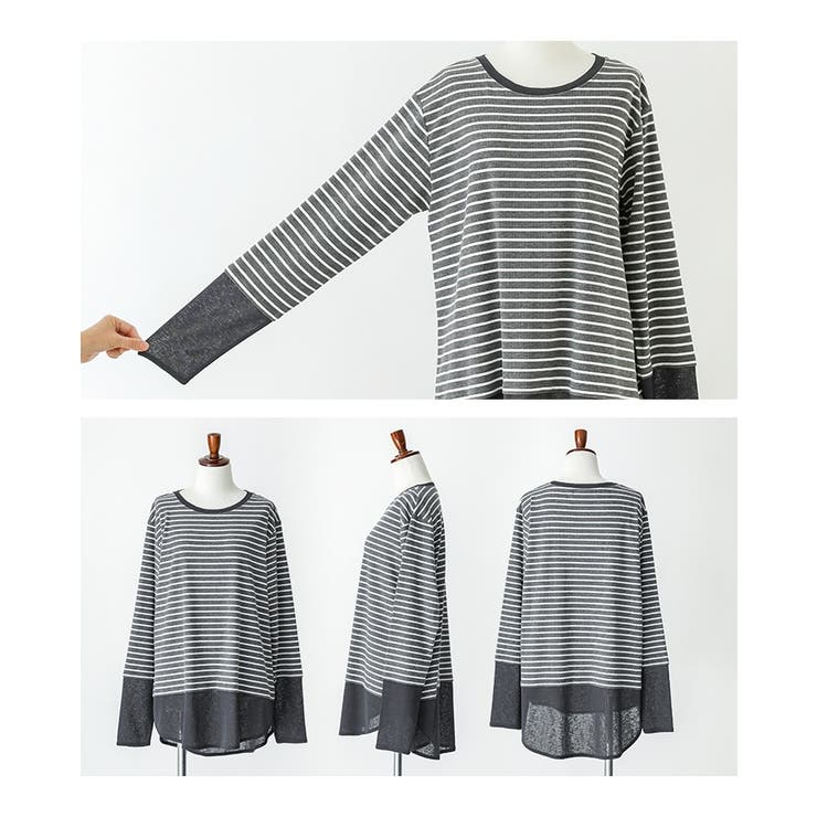 n'OrLABEL異素材ボーダーレイヤードカットソー | osharewalker | 詳細画像18 