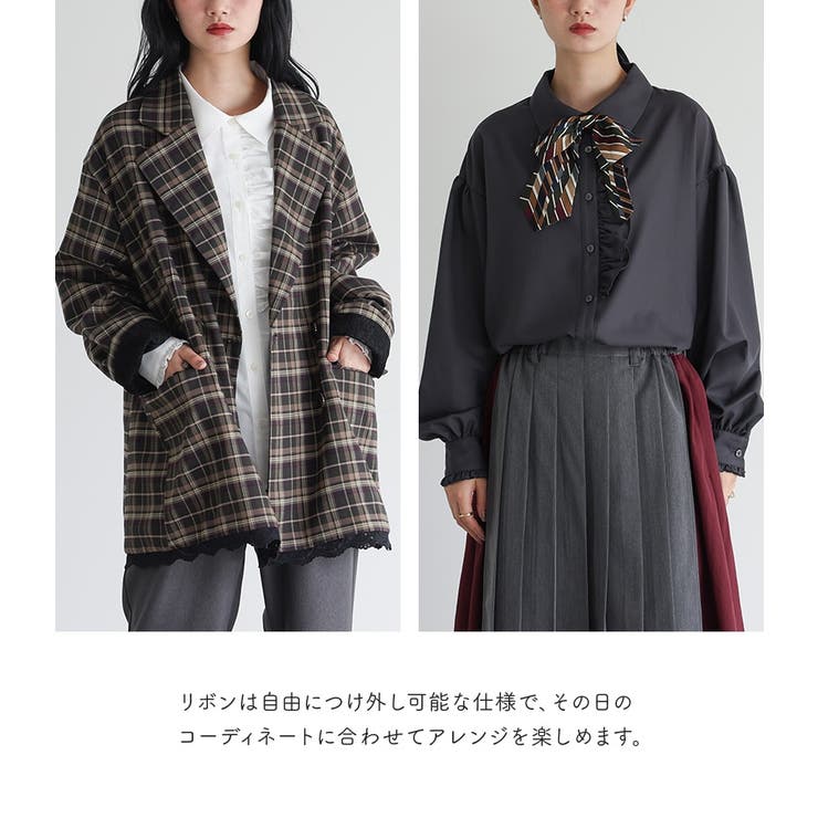 somari imaginationリボンタイ付きフリルブラウス | osharewalker | 詳細画像3 