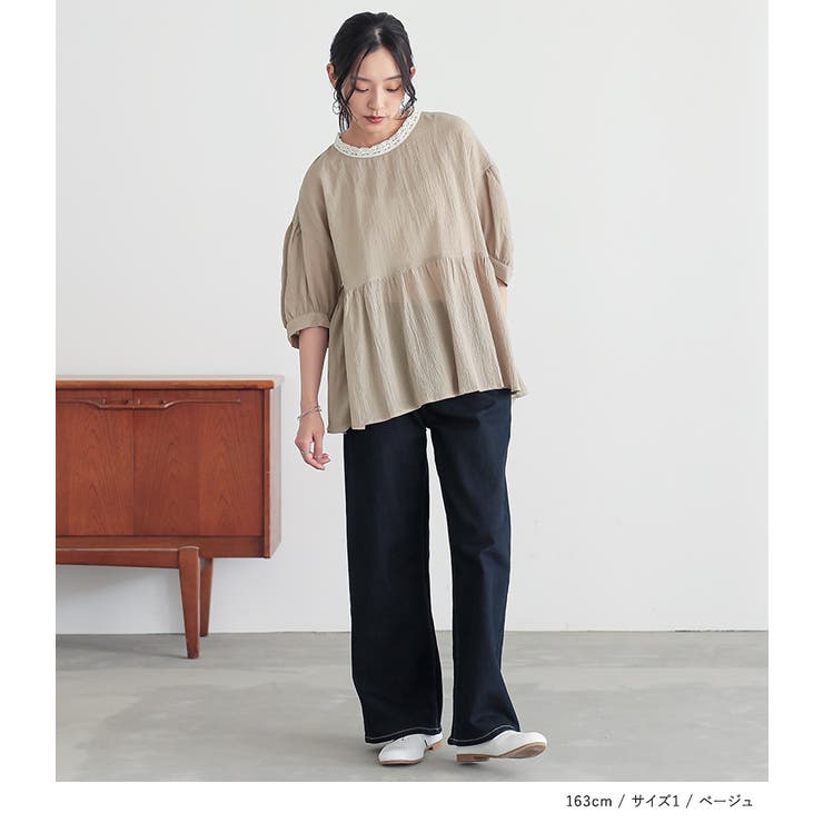 n'OrLABELギャザーペプラムコットンブラウス | osharewalker | 詳細画像15 