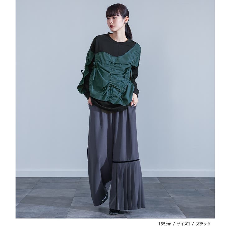 kOhAKU異素材ギャザーカットソー | osharewalker | 詳細画像2 