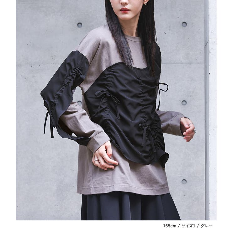 kOhAKU異素材ギャザーカットソー | osharewalker | 詳細画像6 