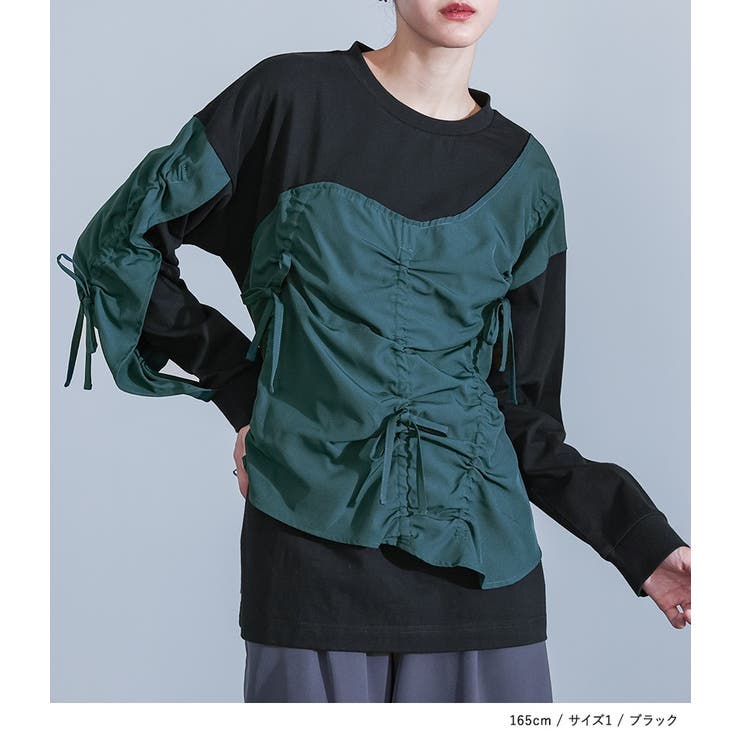 kOhAKU異素材ギャザーカットソー | osharewalker | 詳細画像9 