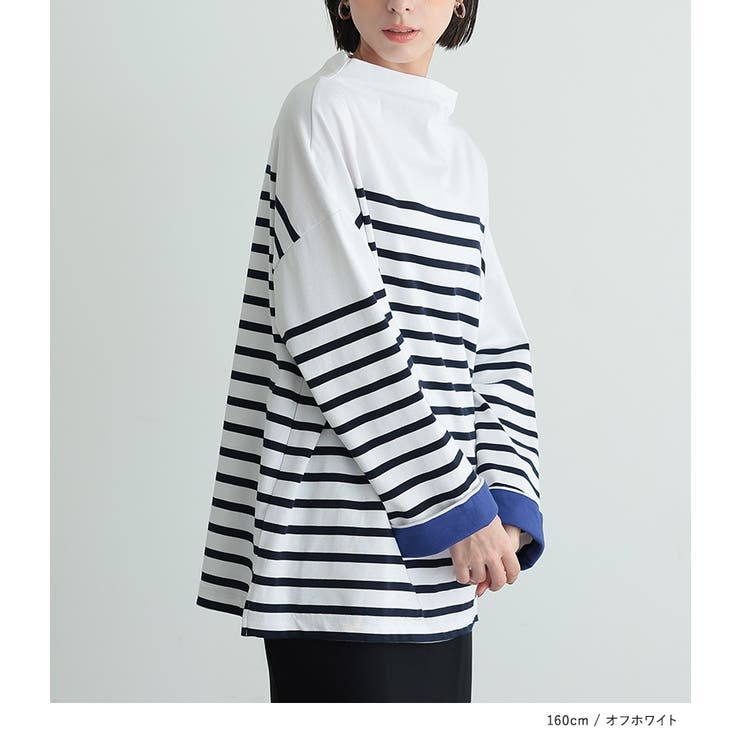 n'OrLABELボトルネックパネルボーダーカットソー | osharewalker | 詳細画像2 