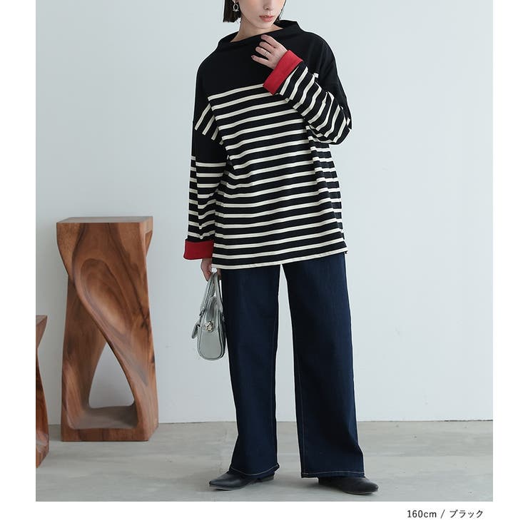 n'OrLABELボトルネックパネルボーダーカットソー | osharewalker | 詳細画像8 