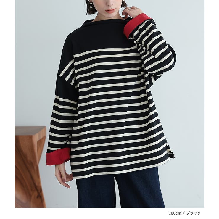 n'OrLABELボトルネックパネルボーダーカットソー | osharewalker | 詳細画像10 