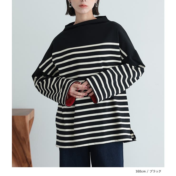 n'OrLABELボトルネックパネルボーダーカットソー | osharewalker | 詳細画像12 