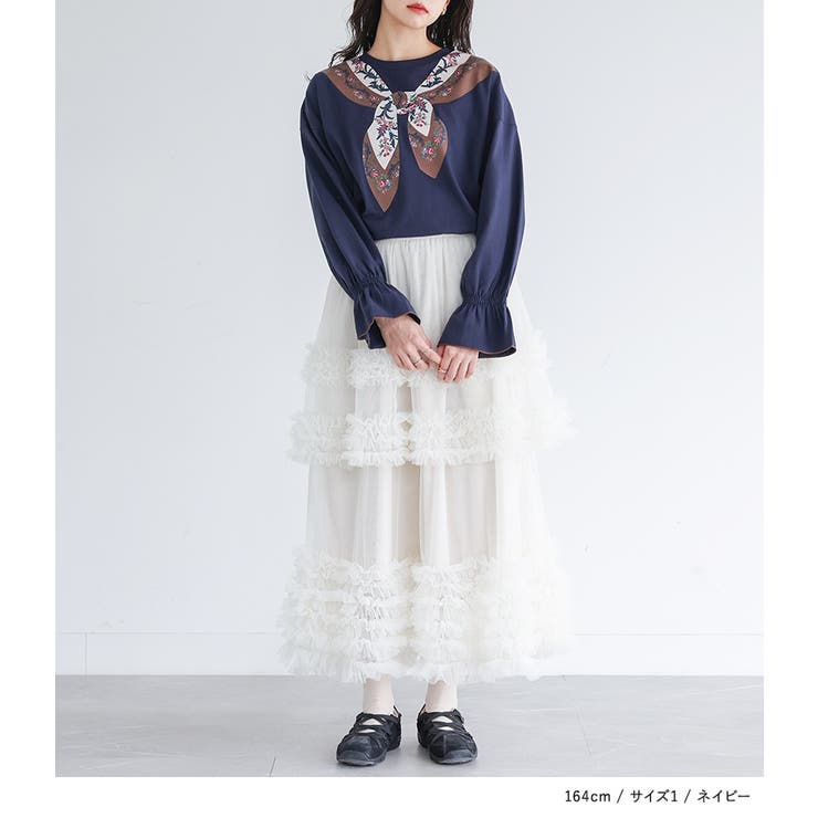 somari imaginationスカーフプリントカットソー | osharewalker | 詳細画像3 