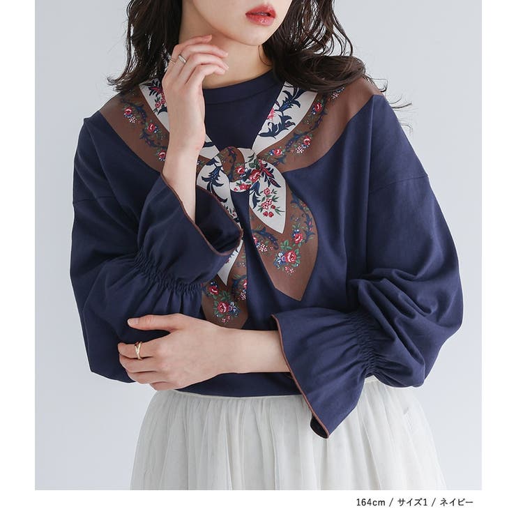 somari imaginationスカーフプリントカットソー | osharewalker | 詳細画像7 