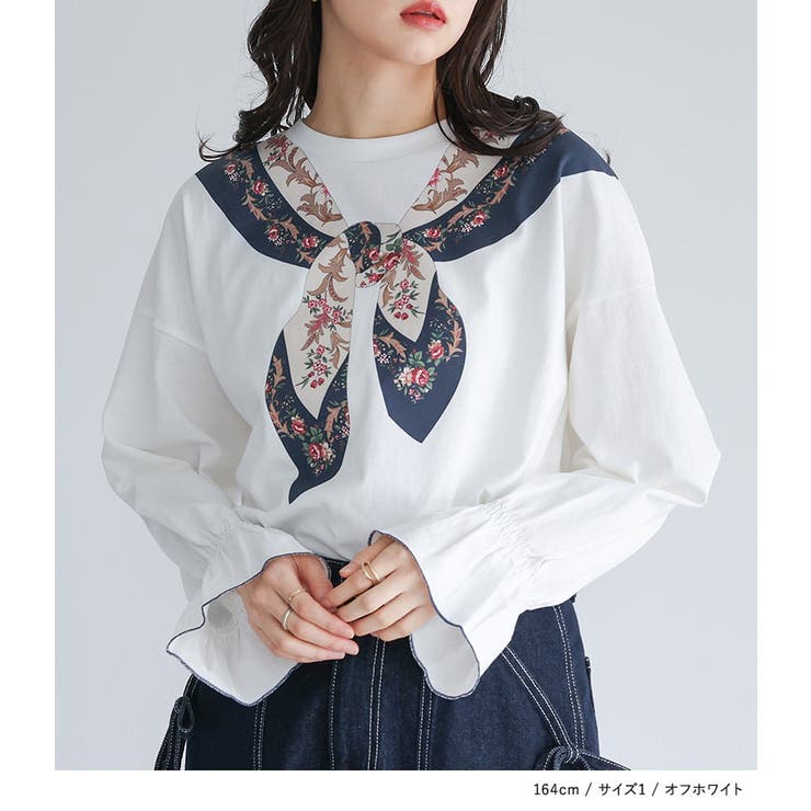 somari imaginationスカーフプリントカットソー | osharewalker | 詳細画像12 