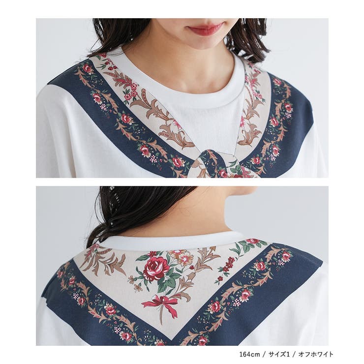 somari imaginationスカーフプリントカットソー | osharewalker | 詳細画像15 