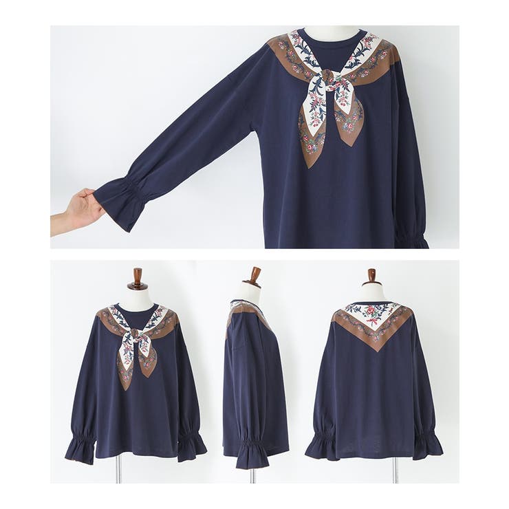 somari imaginationスカーフプリントカットソー | osharewalker | 詳細画像16 