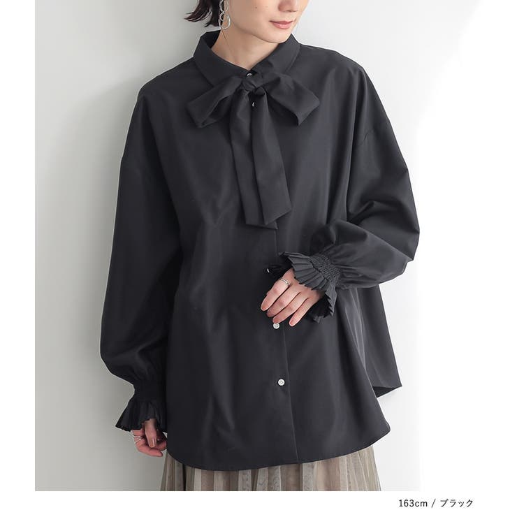 n'OrLABELボウタイ付きシャーリングプリーツブラウス | osharewalker | 詳細画像2 
