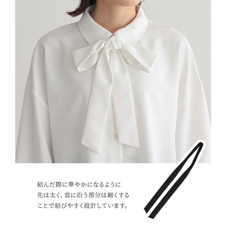 n'OrLABELボウタイ付きシャーリングプリーツブラウス | osharewalker | 詳細画像4 