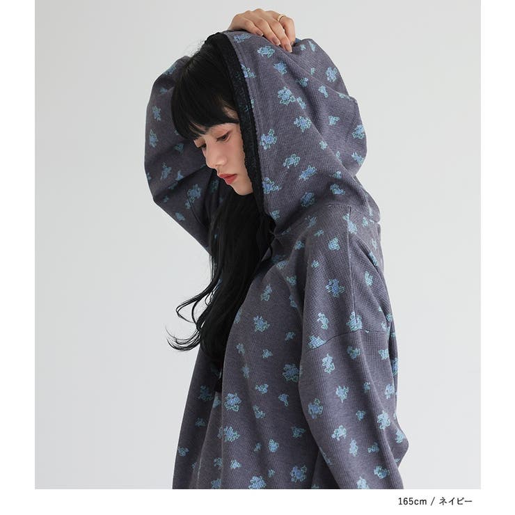 somari imagination花柄サーマルフードカットソー  | osharewalker | 詳細画像7 