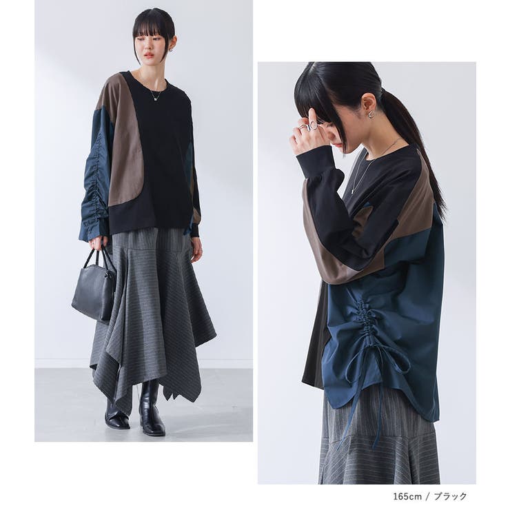 kOhAKU配色異素材ドッキングカットソー | osharewalker | 詳細画像11 