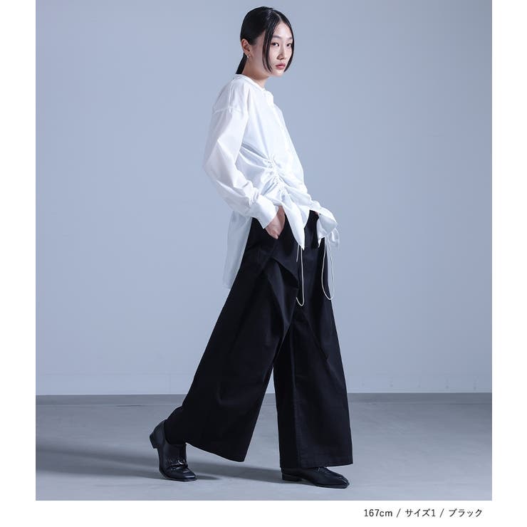 kOhAKUタックデザインワイドパンツ[品番：MITW0017615]｜osharewalker