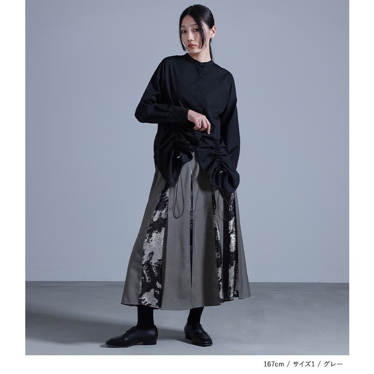 グログランギャザーフレアスカート(S IVORY): BOTTOM