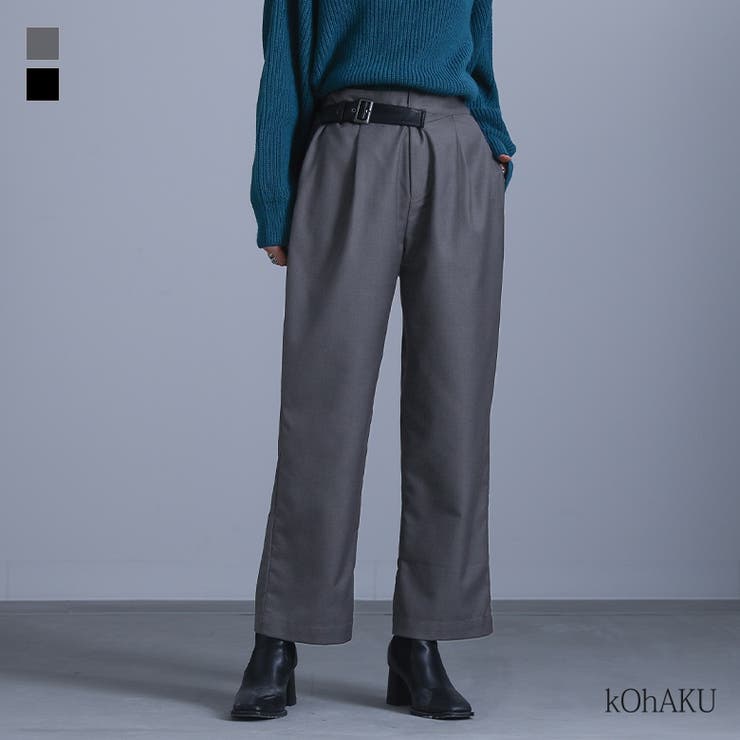 kOhAKU合皮ベルト付きパンツ | osharewalker | 詳細画像1 